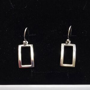 Rectangle Dangle Sterling Silver Earrings